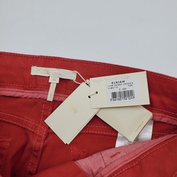 Maje Red Jaw Tomette Skinny Leg in Red Size 26 - Picture 9 of 10